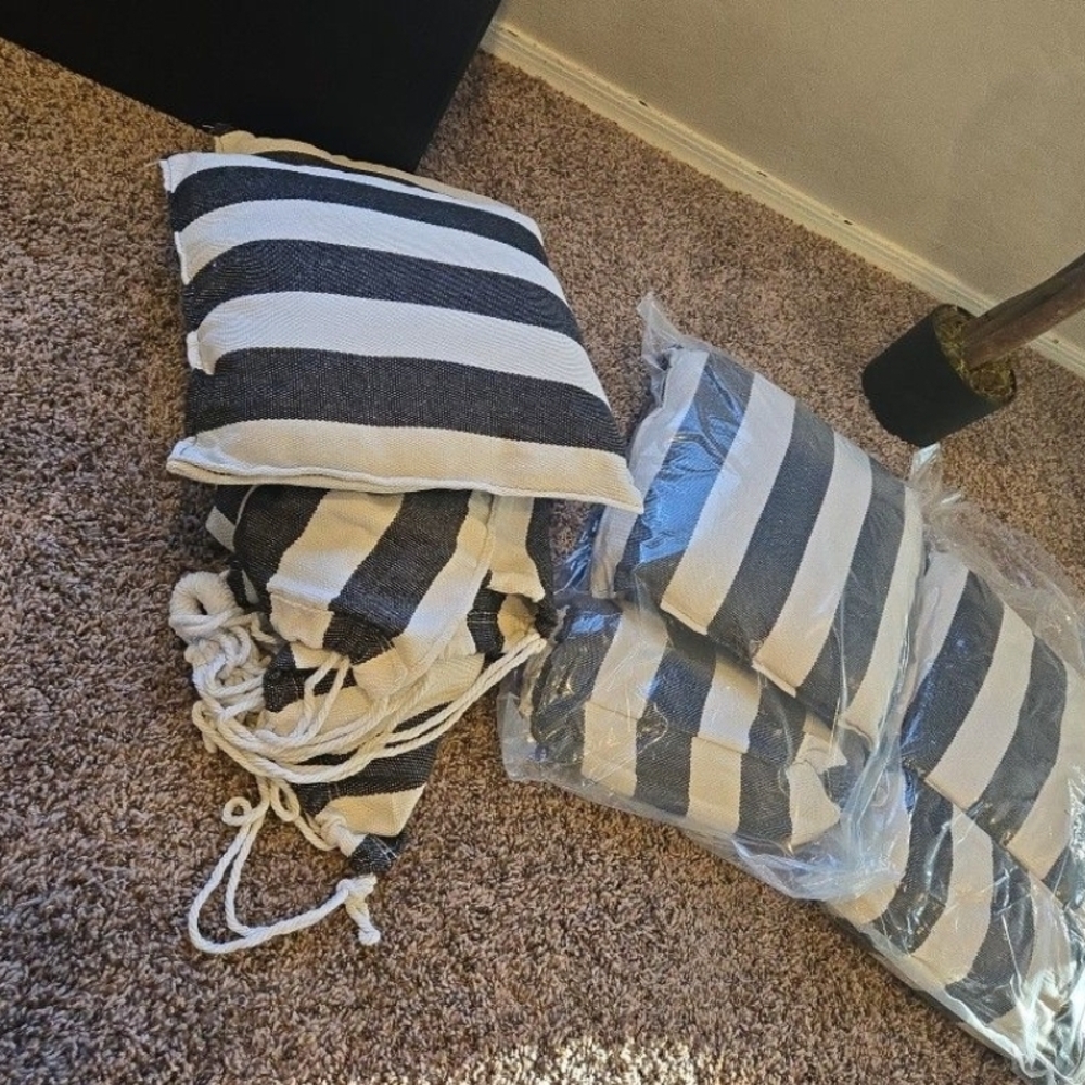 Striped Hanging Chair with Cushions - Picture 2 of 2